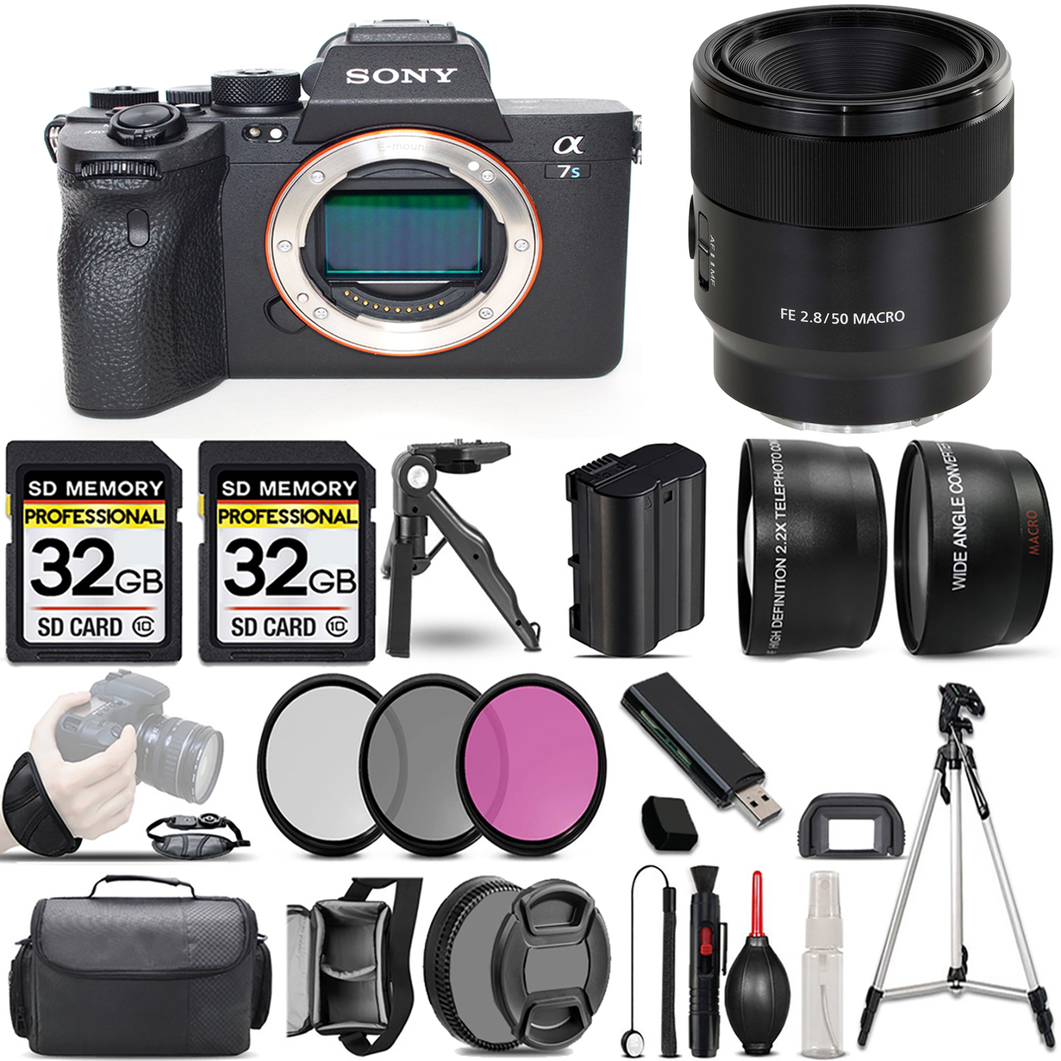 a7S III Mirrorless Camera + 50mm Macro Lens + 3 Piece Filter Set + 64GB -Basic Kit *FREE SHIPPING*