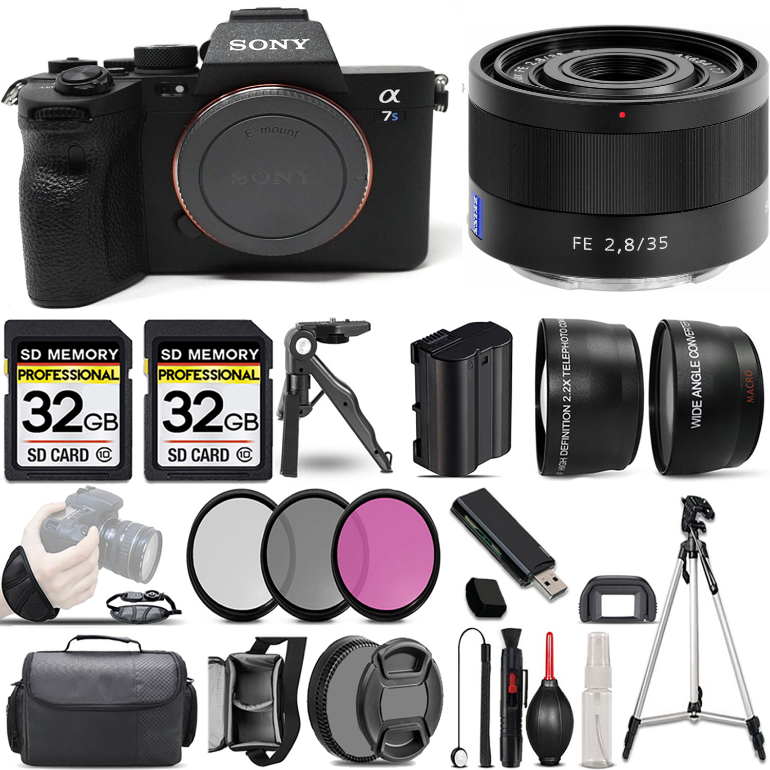 a7S III Mirrorless Camera + 35mm f/2.8 Lens + 3 Piece Filter Set + 64GB -Basic Kit *FREE SHIPPING*