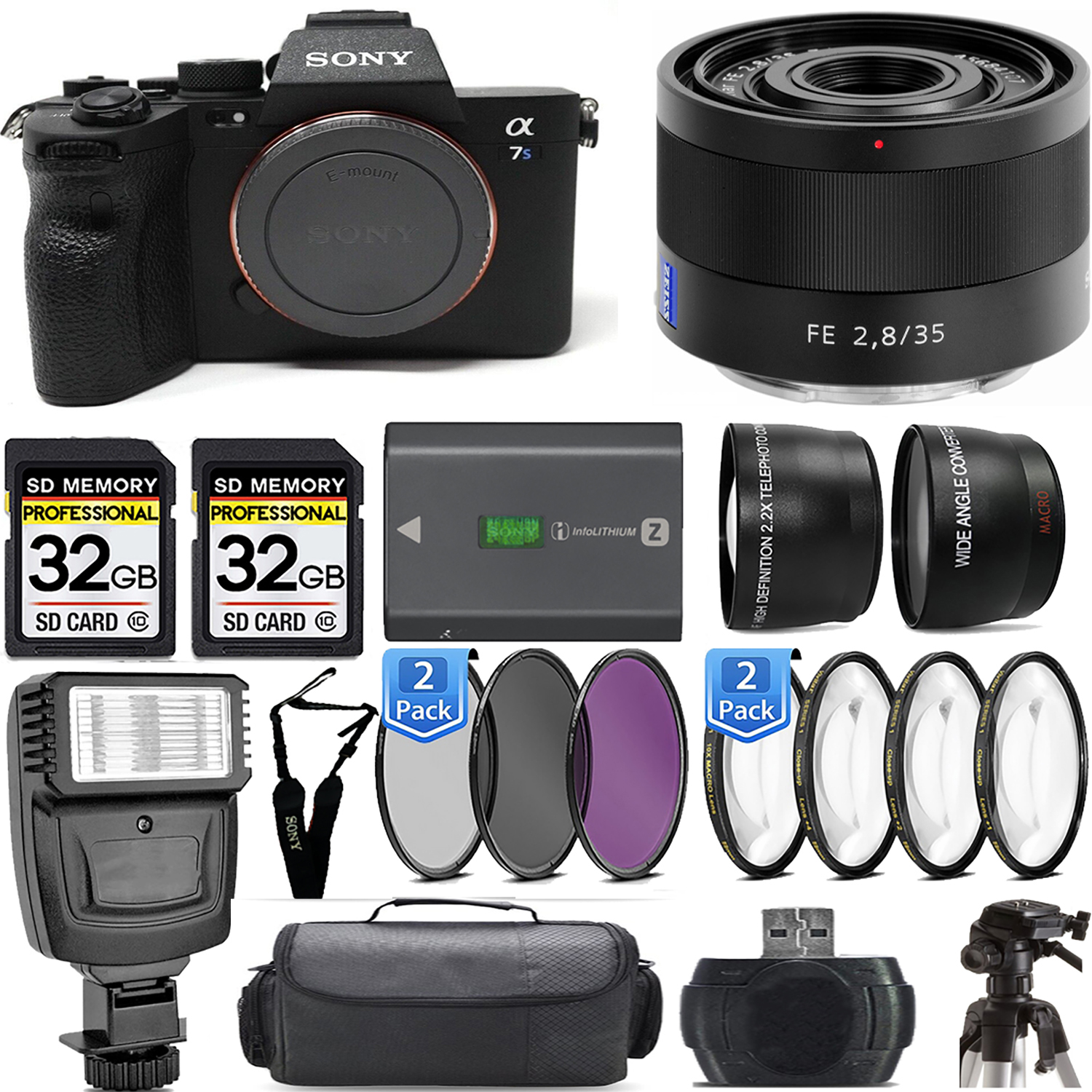 a7S III Mirrorless Camera + 35mm Lens + Extra Battery + Macro Set - Mega Kit *FREE SHIPPING*
