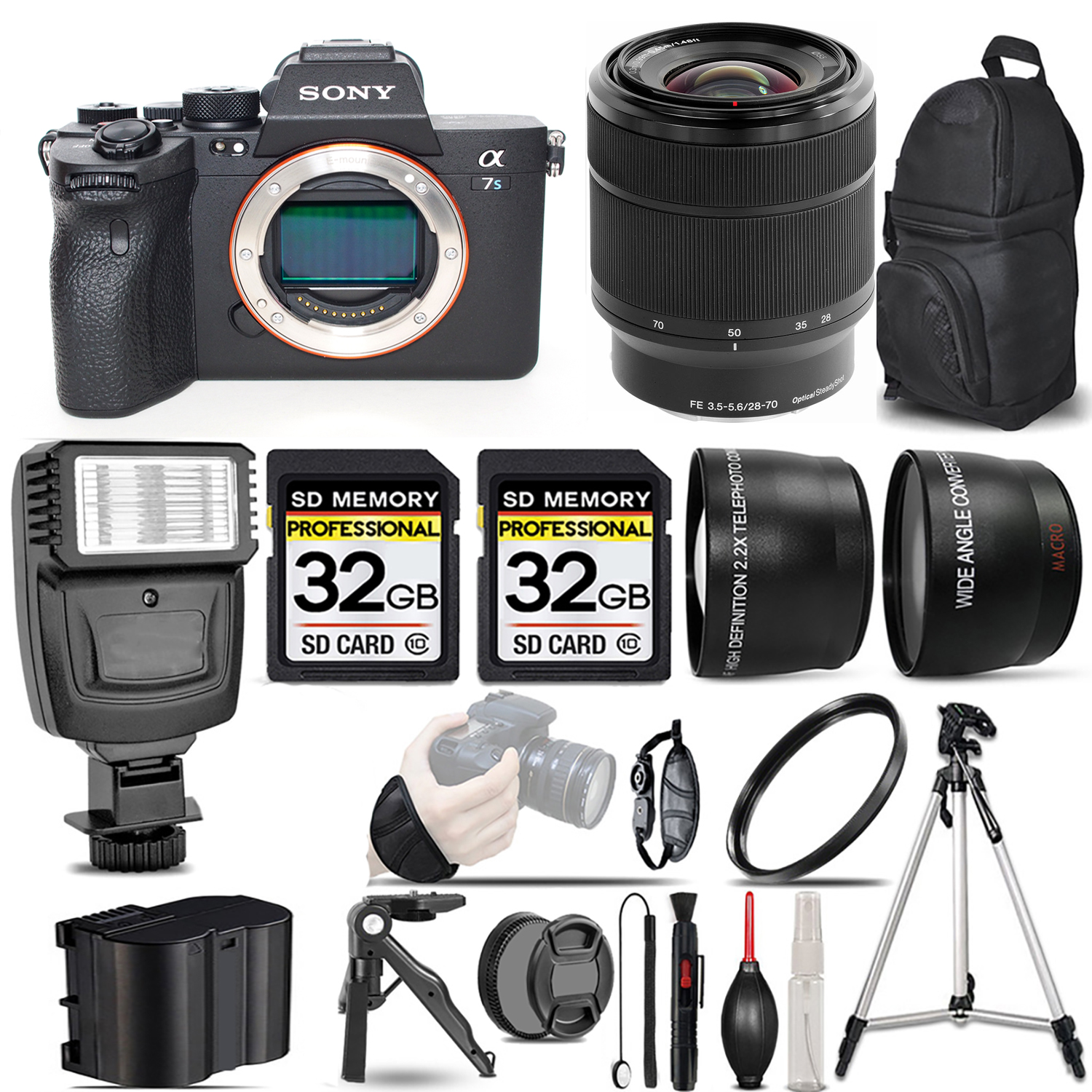 a7S III Mirrorless Camera + 28-70mm Lens + 28mm f/2 Lens + Flash + 64GB + UV Filter *FREE SHIPPING*