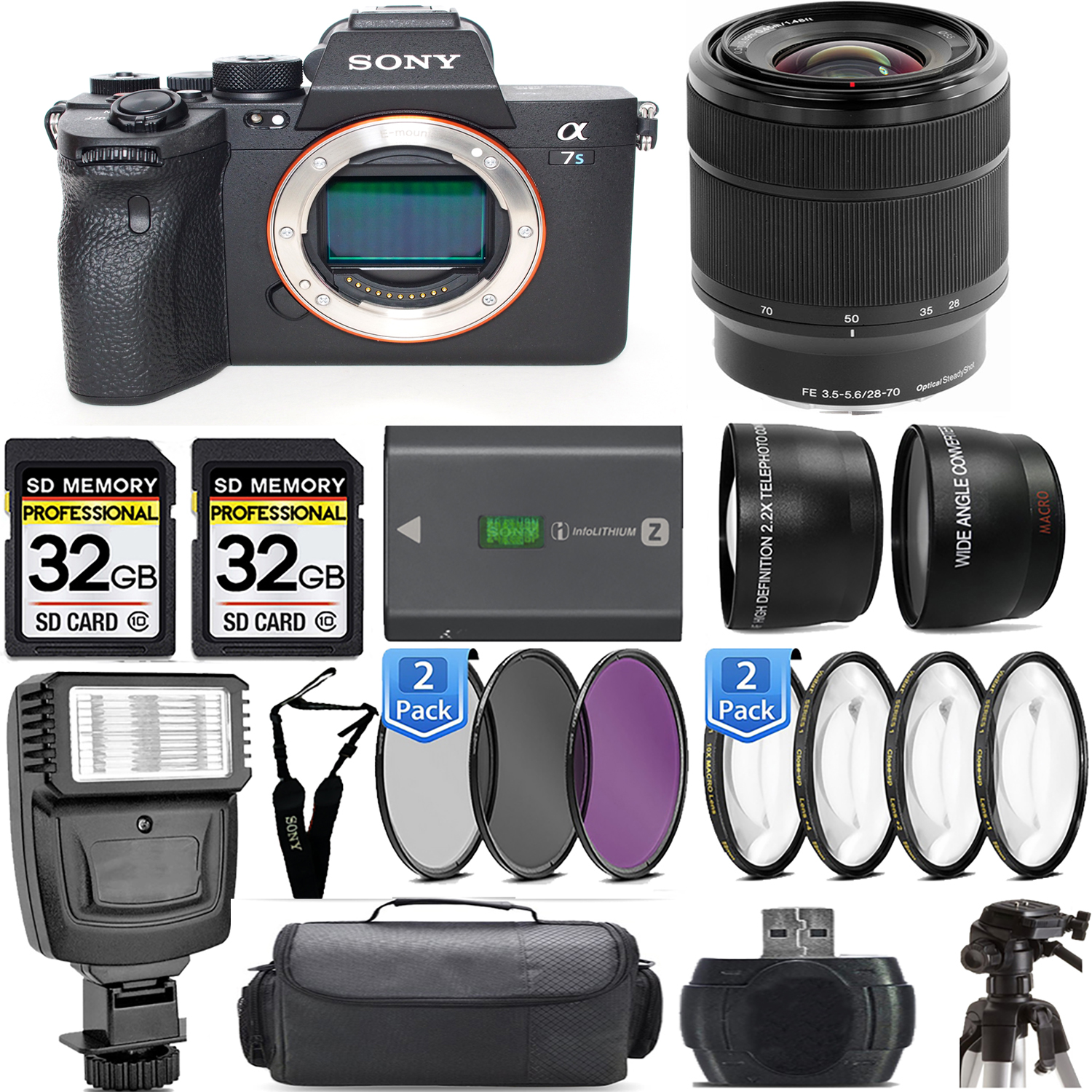 a7S III Mirrorless Camera + 28-70mm Lens + 28mm Lens + Flash+ Extra Battery - Mega Kit *FREE SHIPPING*
