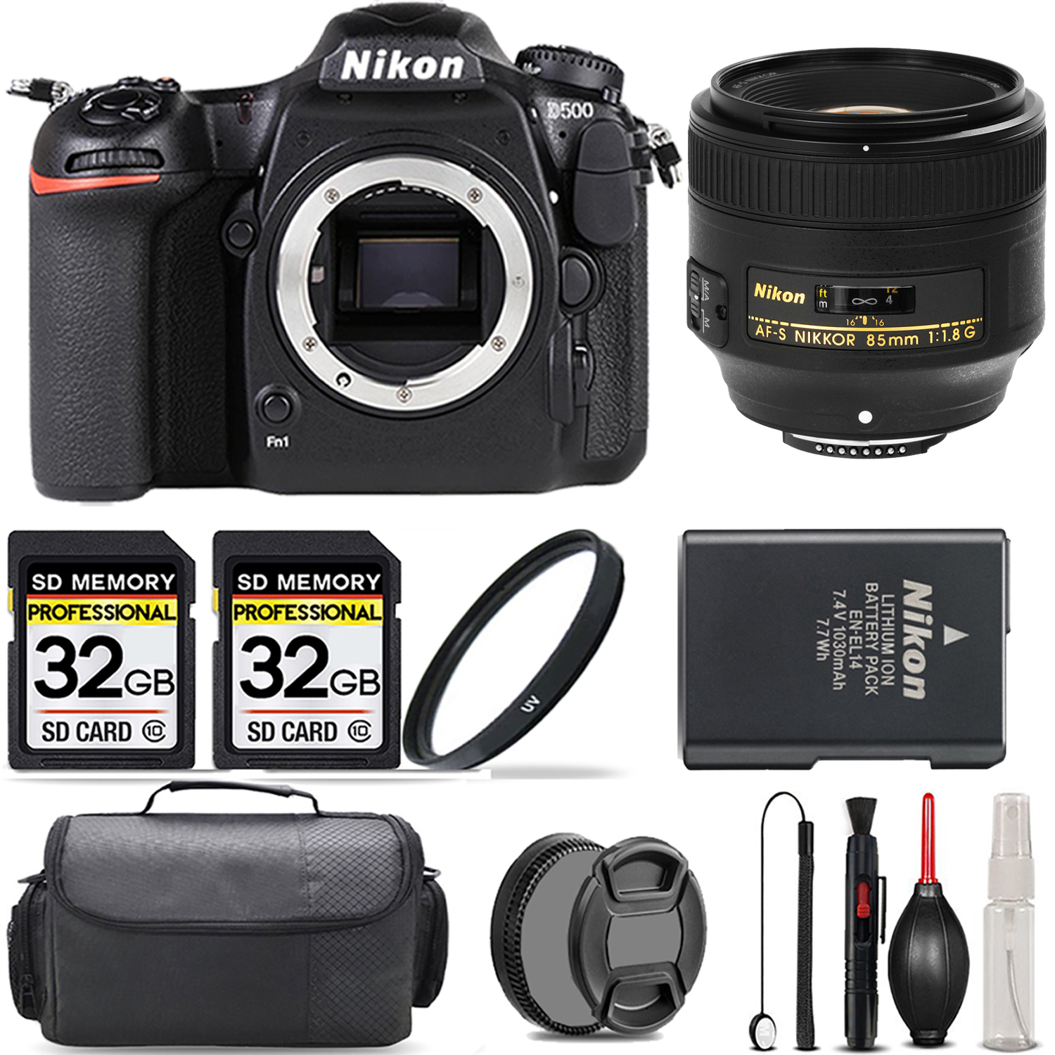 D500 DSLR Camera + 85mm f/1.8G Lens + UV Filter + 64GB + Handbag & More! *FREE SHIPPING*