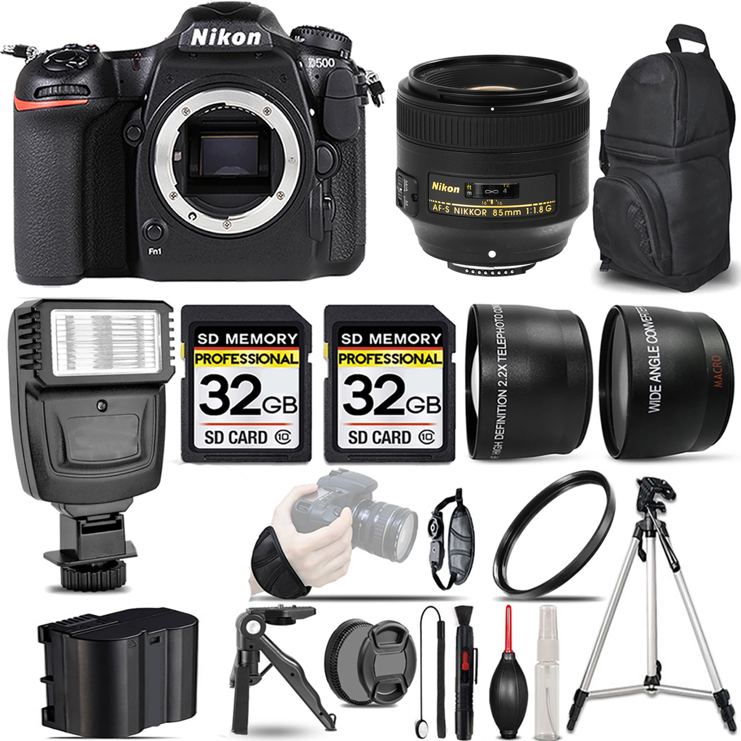D500 DSLR Camera + 85mm f/1.4G Lens + Flash + 64GB -  Kit *FREE SHIPPING*