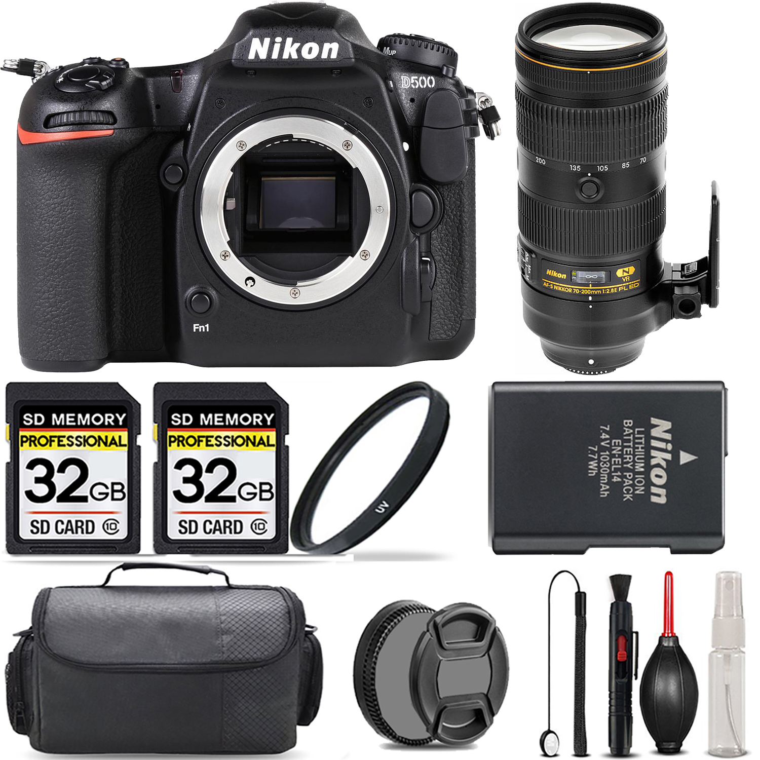 D500 DSLR Camera + 70-200mm Lens + UV Filter + 64GB + Handbag & More! *FREE SHIPPING*