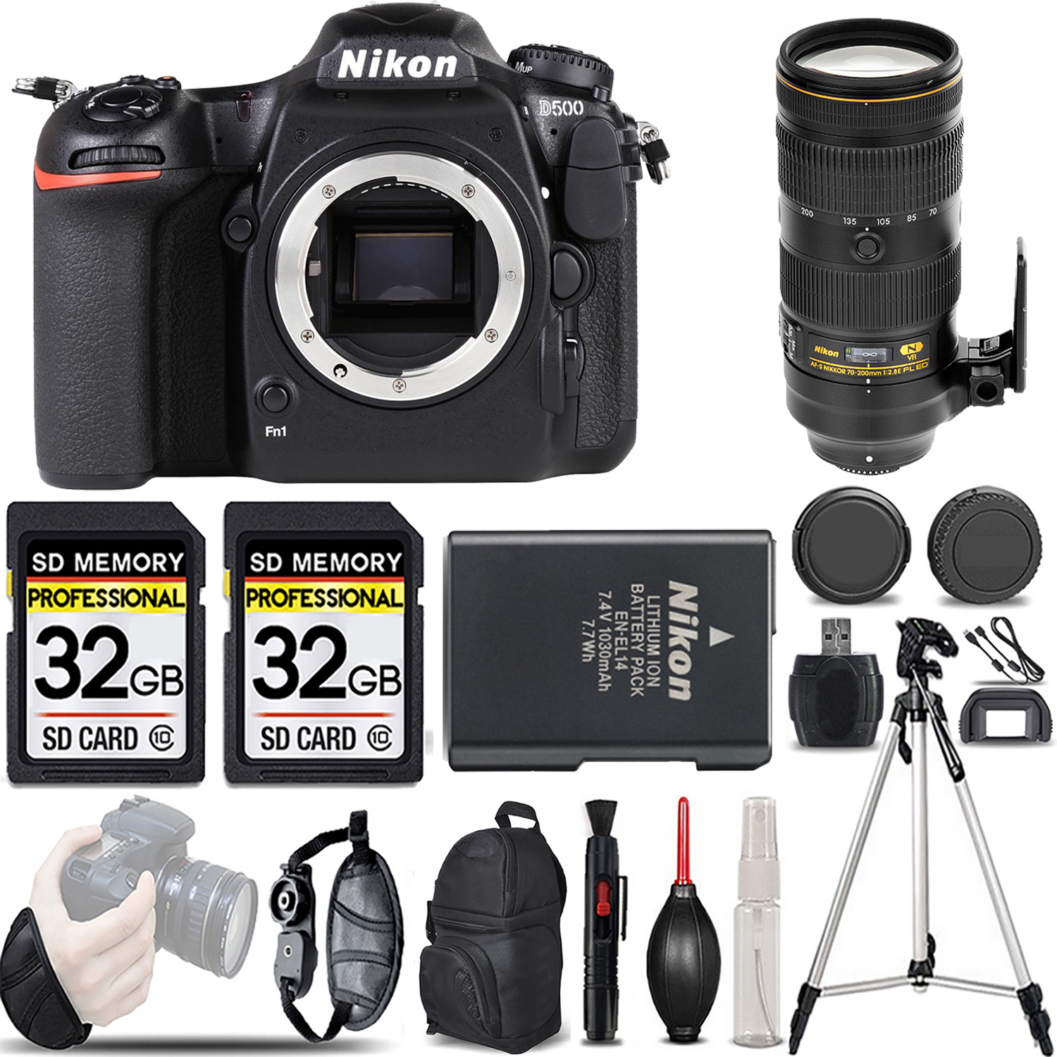 D500 DSLR Camera + 70-200mm f/2.8E FL ED VR Lens - LOADED KIT *FREE SHIPPING*