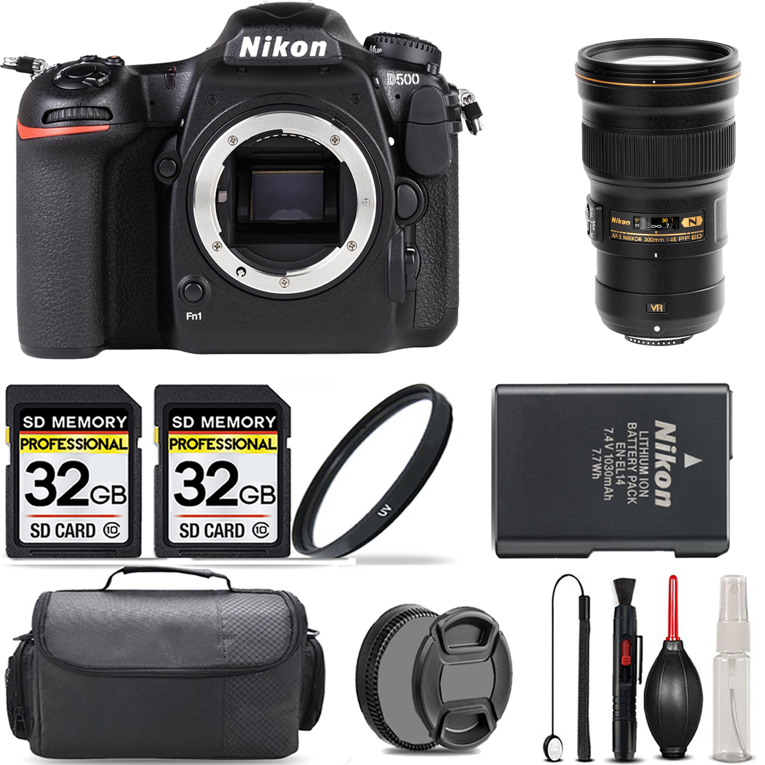 D500 DSLR Camera + 300mm Lens + UV Filter + 64GB + Handbag & More! *FREE SHIPPING*