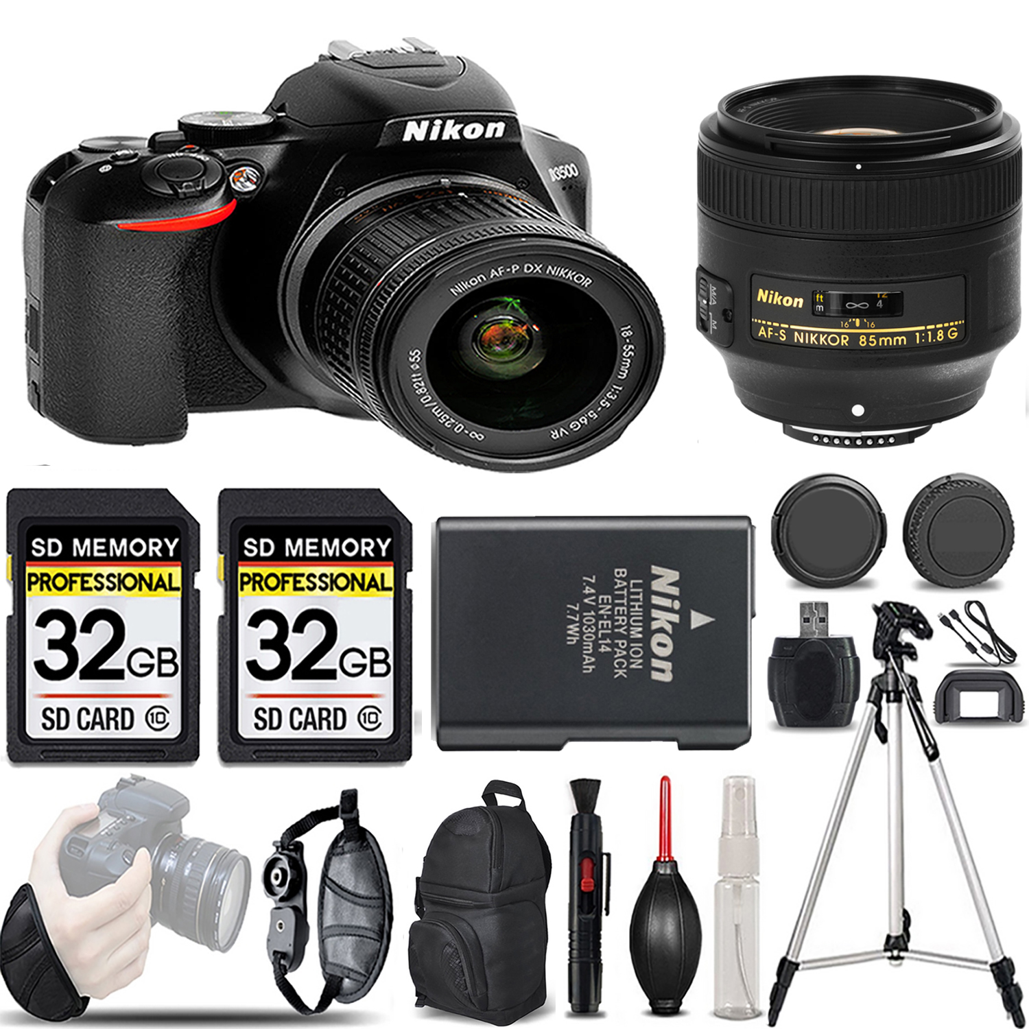D3500 DSLR Camera with 18-55mm Lens + 85mm f/1.8G Lens - LOADED KIT *FREE SHIPPING*