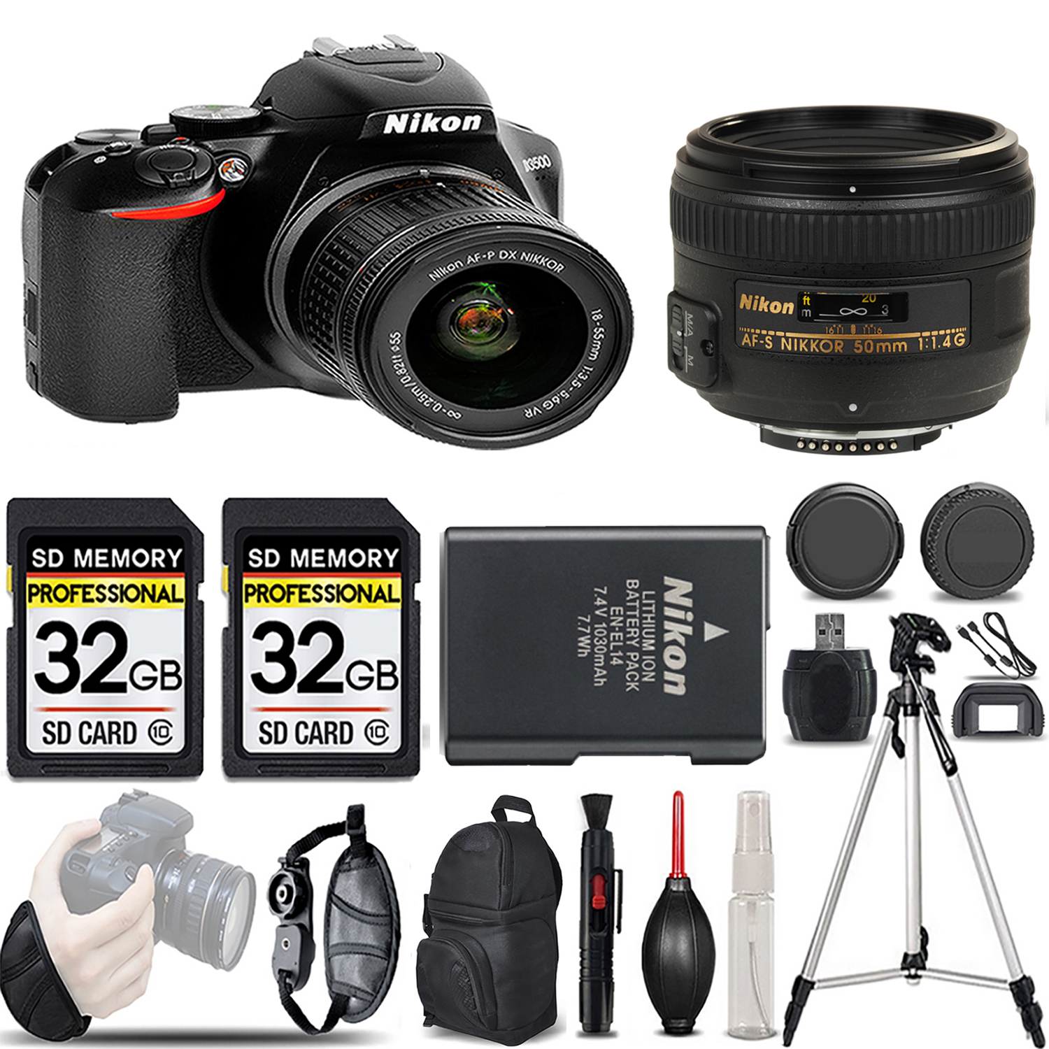 D3500 DSLR Camera with 18-55mm Lens + 50mm f/1.4G Lens - LOADED KIT *FREE SHIPPING*