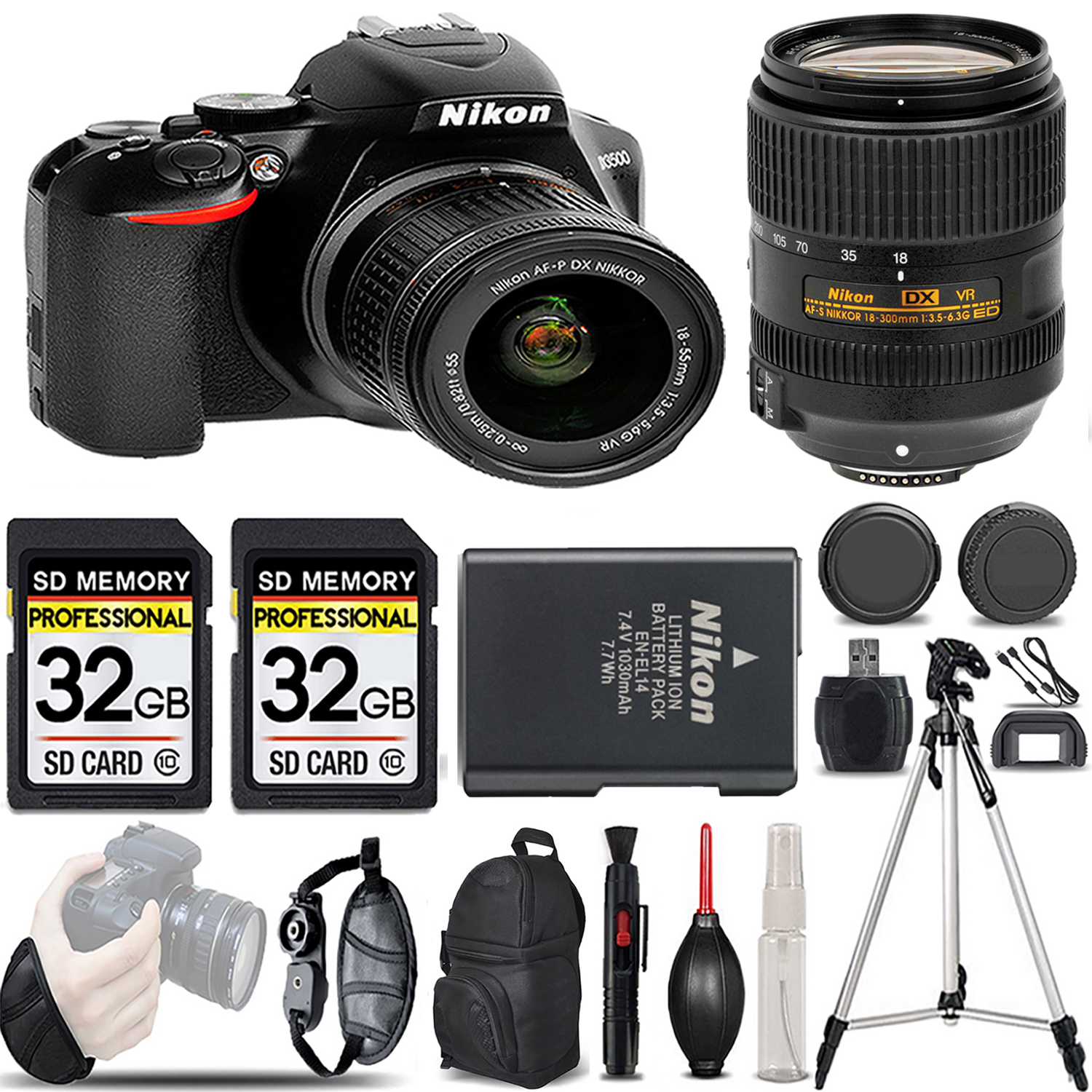 D3500 DSLR Camera with 18-55mm Lens + 18- 300mm Lens - LOADED KIT *FREE SHIPPING*