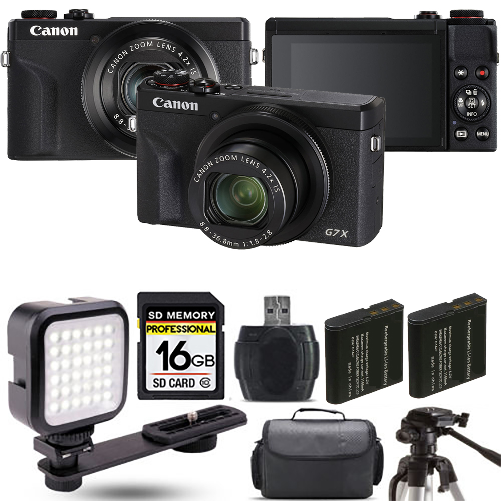 PowerShot G7 X Mark III Camera (Black) + Extra Battery + LED - 16GB Kit *FREE SHIPPING*