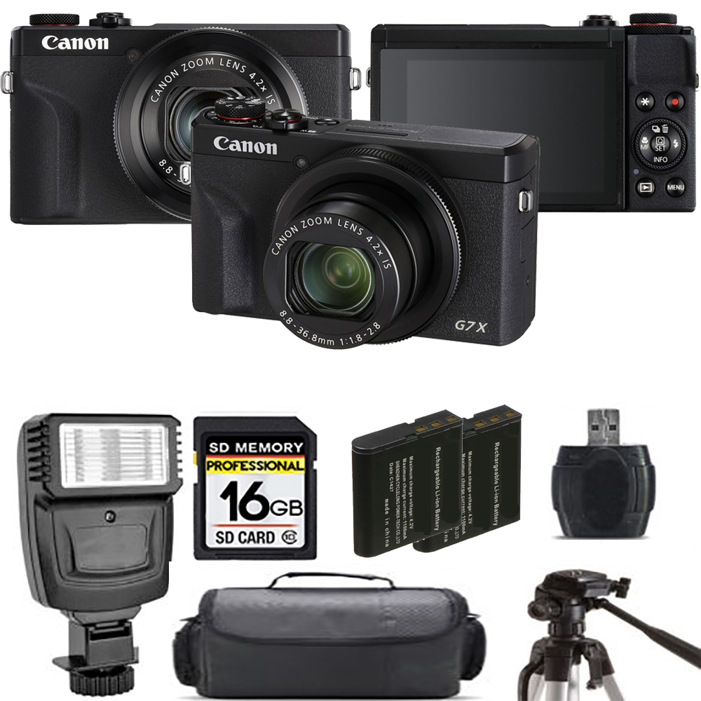 PowerShot G7 X Mark III Camera (Black) + Extra Battery + Flash - 16GB Kit *FREE SHIPPING*
