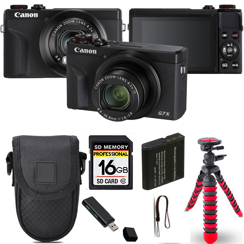 PowerShot G7 X Mark III Camera (Black) + Spider Tripod + Case - 16GB Kit *FREE SHIPPING*