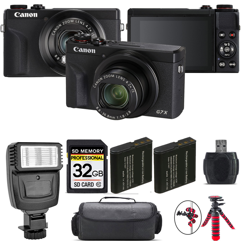 PowerShot G7 X Mark III Camera (Black) + Extra Battery + Flash - 32GB Kit *FREE SHIPPING*