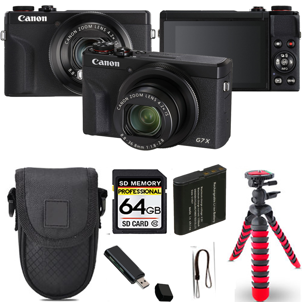 PowerShot G7 X Mark III Camera (Black) + Spider Tripod + Case - 64GB Kit *FREE SHIPPING*