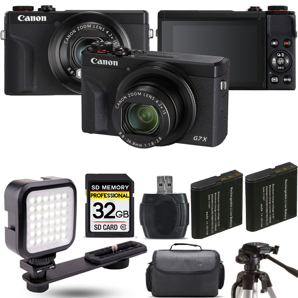 PowerShot G7 X Mark III Camera (Black) + Extra Battery + LED - 32GB Kit *FREE SHIPPING*
