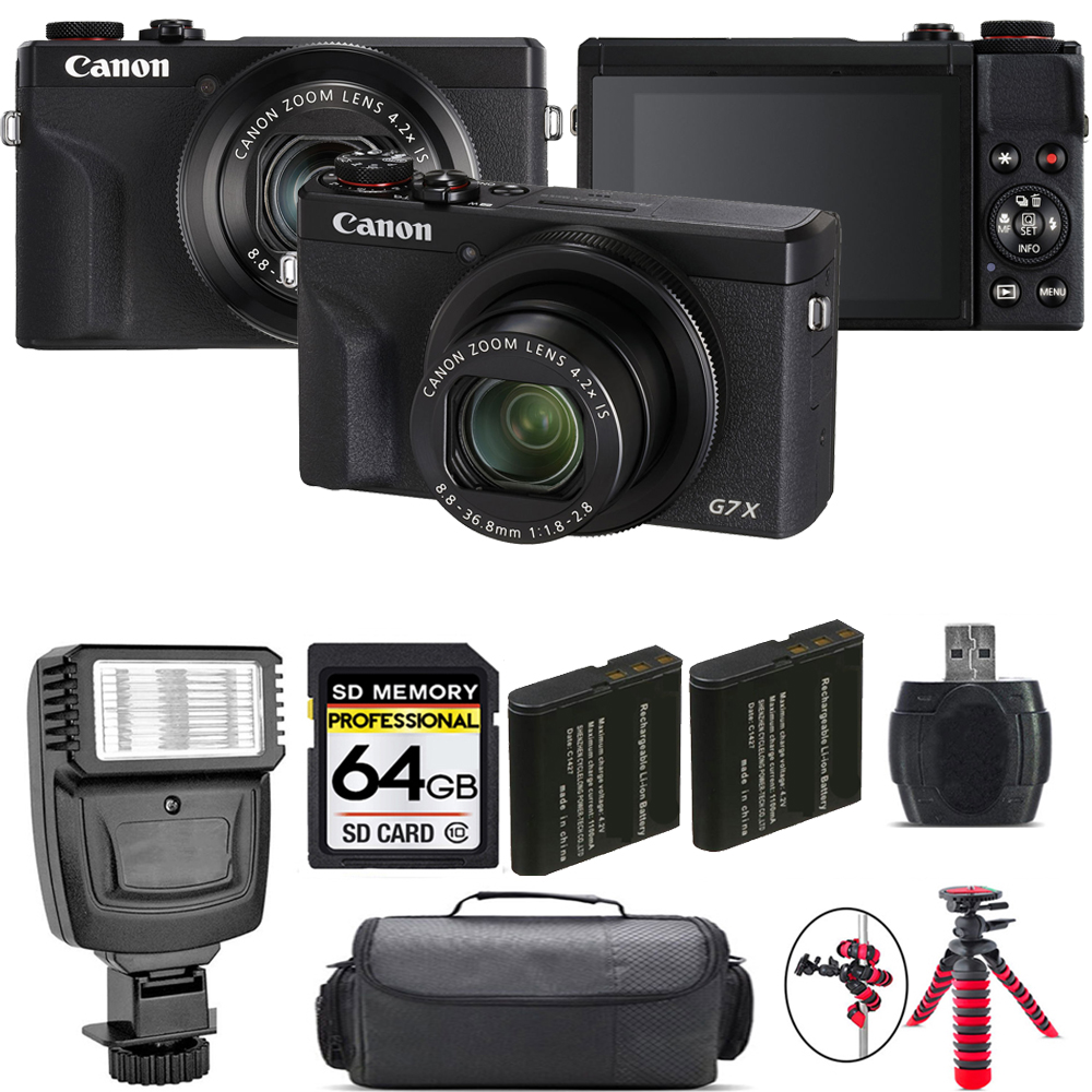 PowerShot G7 X Mark III Camera (Black) + Extra Battery + Flash - 64GB Kit *FREE SHIPPING*