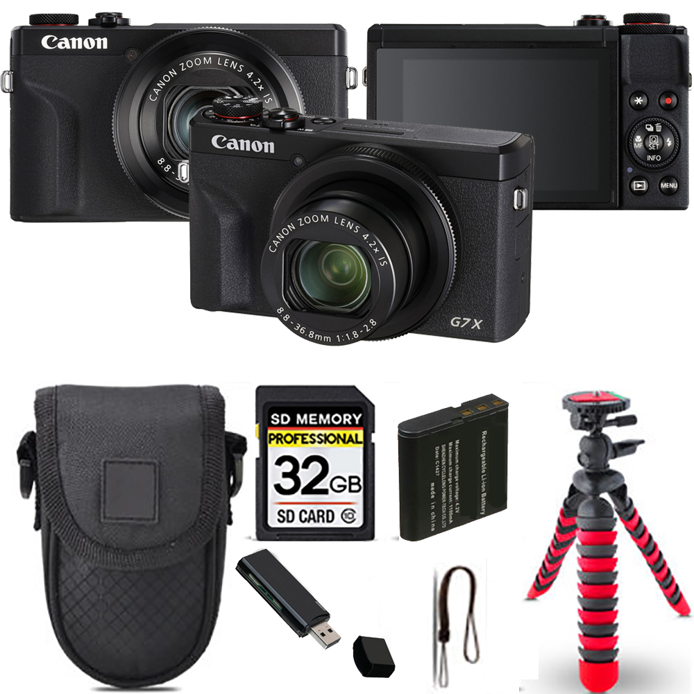 PowerShot G7 X Mark III Camera (Black) + Spider Tripod + Case - 32GB Kit *FREE SHIPPING*