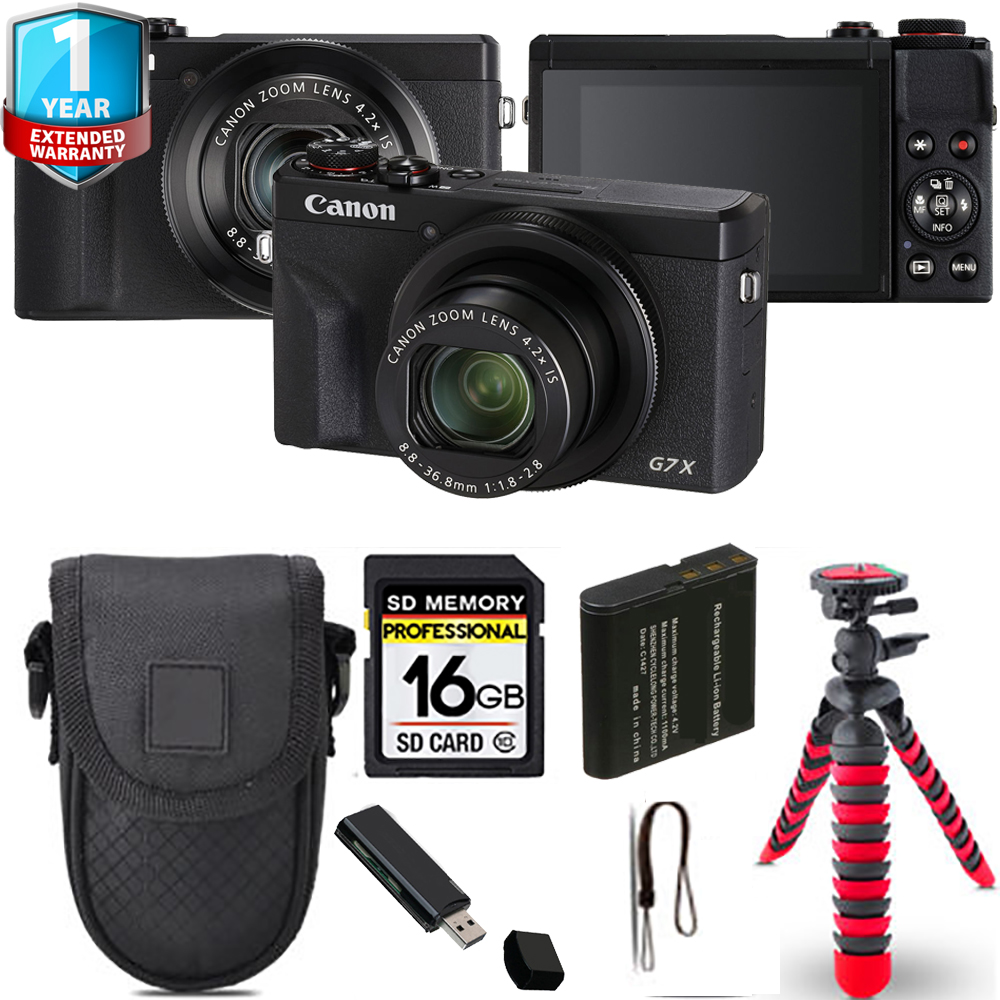 PowerShot G7 X Mark III (Black) + Spider Tripod + Case + 1 Year Extended Warranty *FREE SHIPPING*