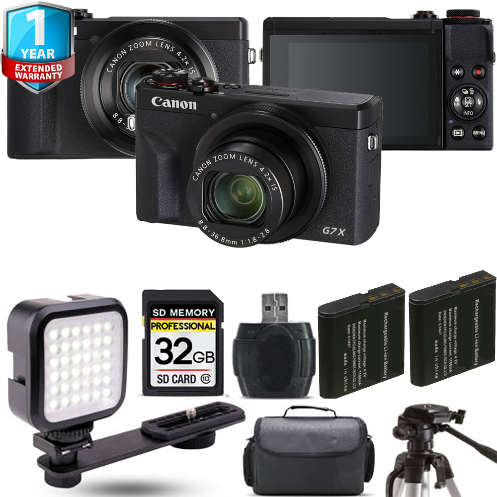 PowerShot G7 X Mark III Camera (Black) + Extra Battery + LED + 1 Year Extended Warranty *FREE SHIPPING*