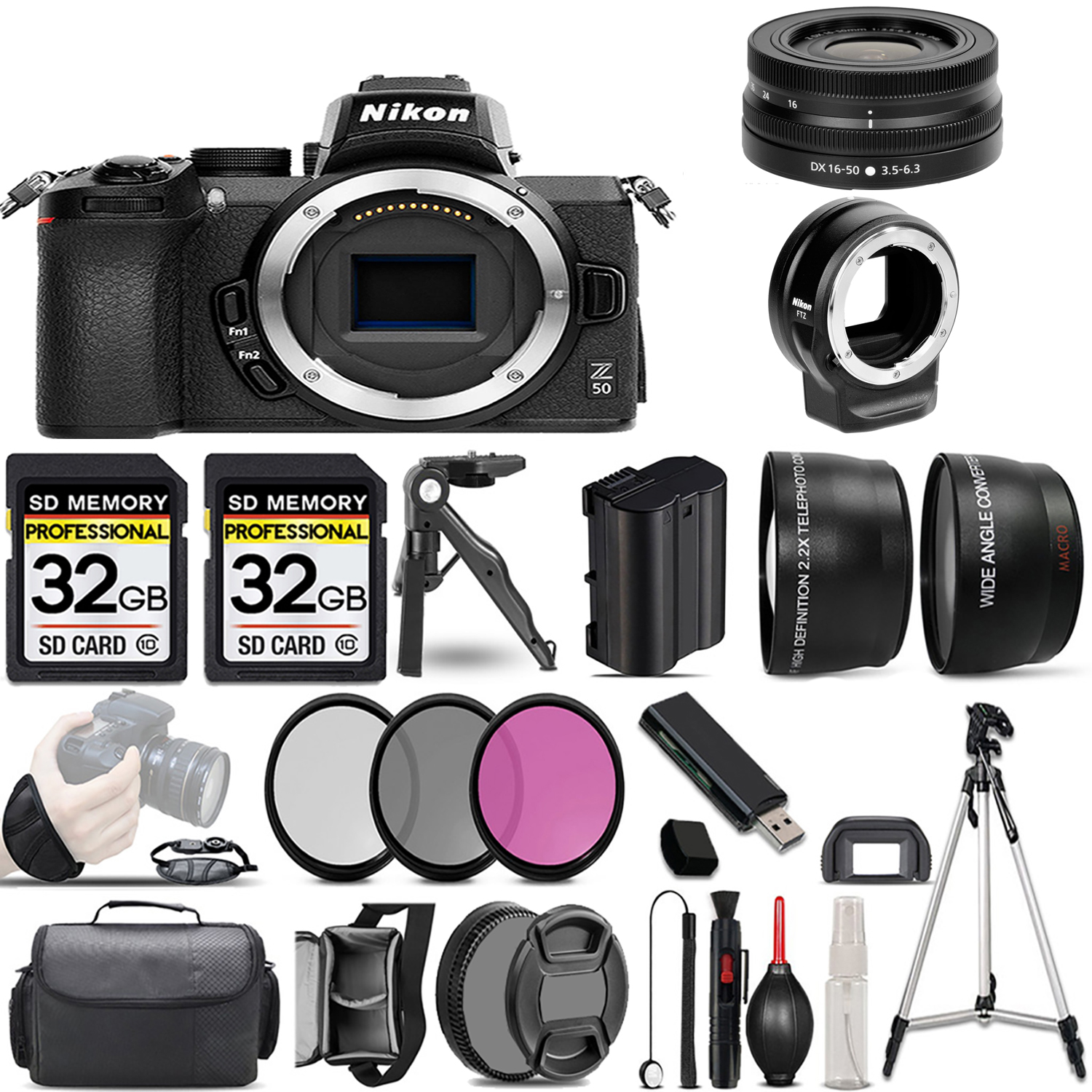 Z50 Mirrorless Camera + 16-50mm VR Lens + FTZ Adapter + 3 Piece Filter Set + 64GB *FREE SHIPPING*
