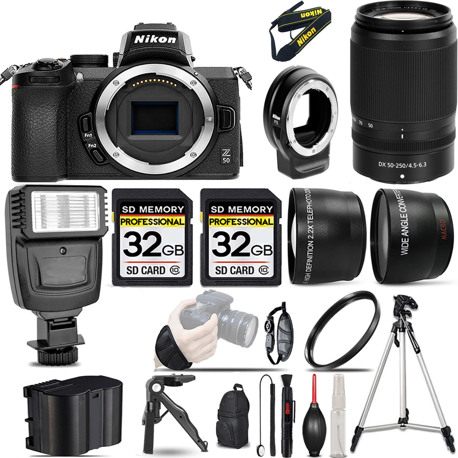 Z50 Mirrorless Camera + 50-250mm VR Lens + FTZ Adapter + Flash + 64GB -  Kit *FREE SHIPPING*