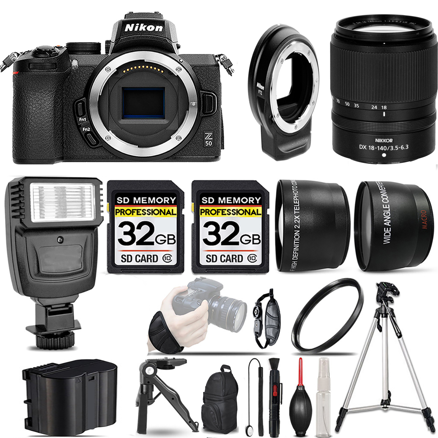 Z50 Mirrorless Camera + 18-140mm VR Lens + FTZ Adapter + Flash + 64GB -  Kit *FREE SHIPPING*