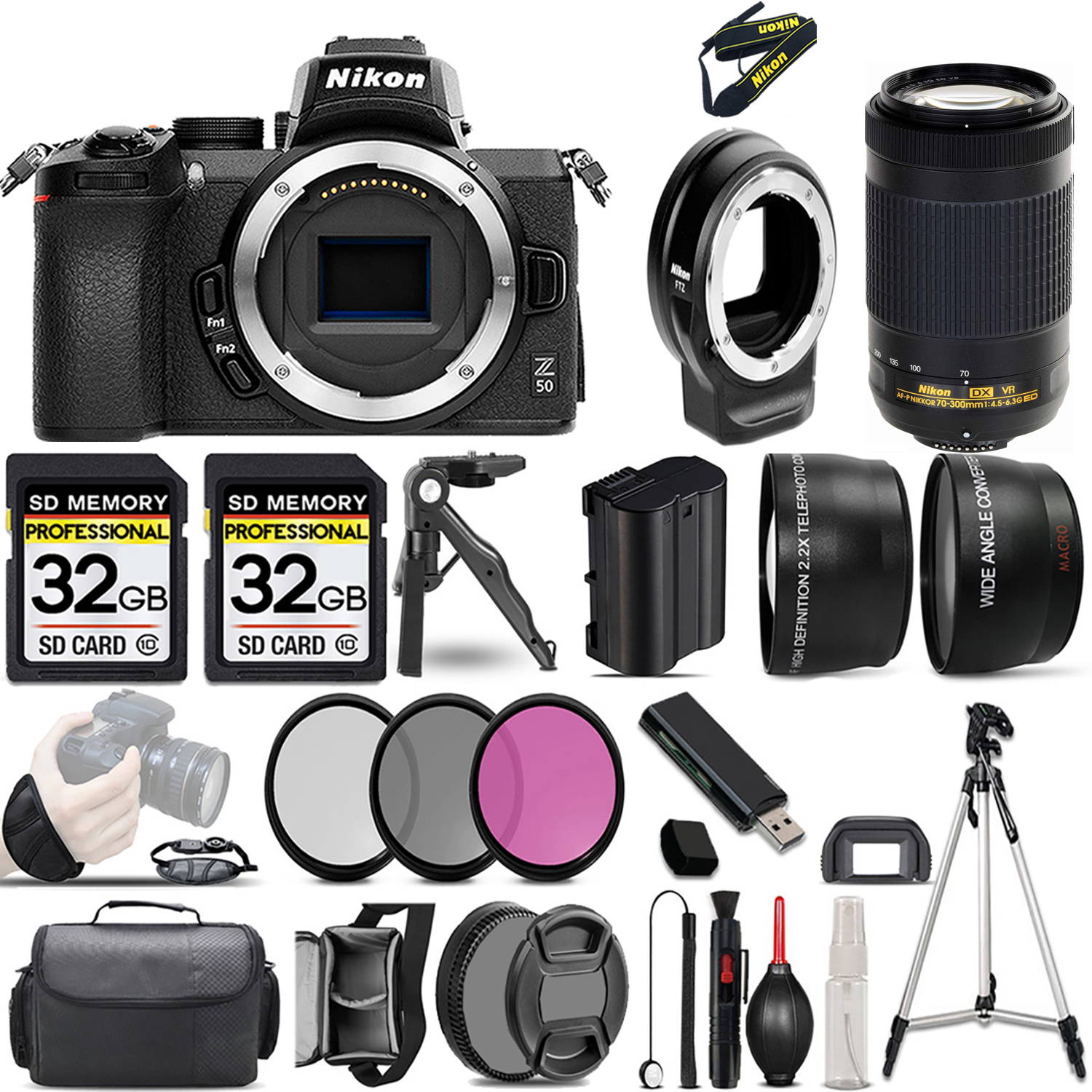 Z50 Mirrorless Camera + 70- 300mm VR Lens + FTZ Adapter + 3 Piece Filter Set + 64GB *FREE SHIPPING*