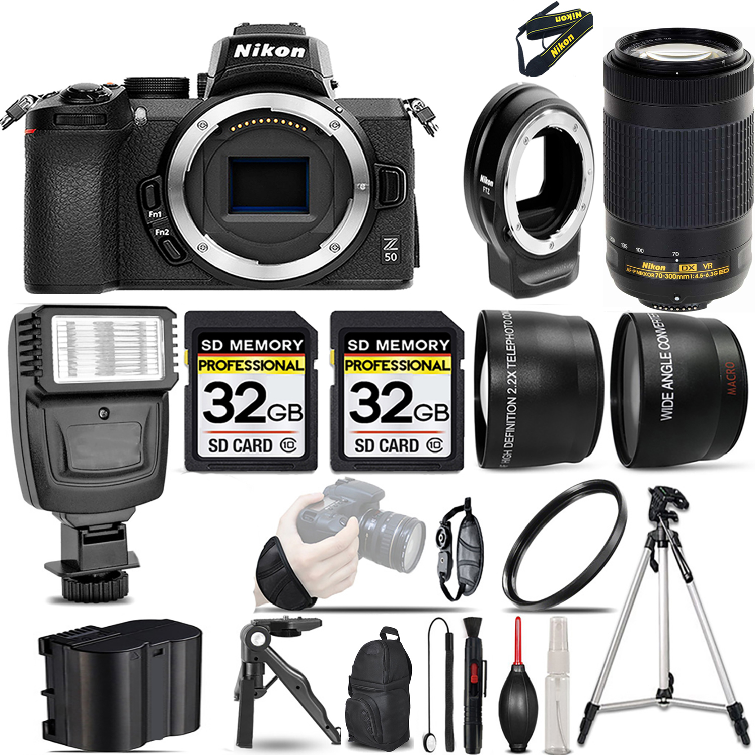 Z50 Mirrorless Camera + 70- 300mm VR Lens + FTZ Adapter + Flash + 64GB -  Kit *FREE SHIPPING*