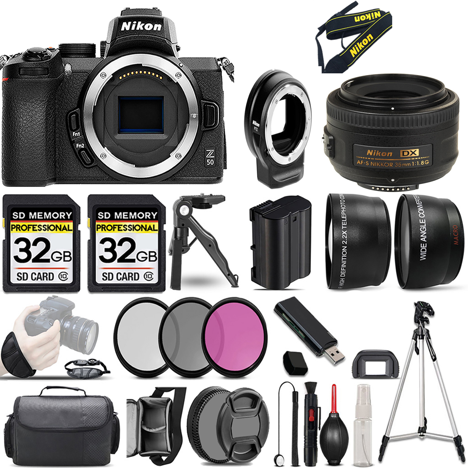 Z50 Mirrorless Camera + 35mm f/1.8 G Lens + FTZ Adapter + 3 Piece Filter Set + 64GB *FREE SHIPPING*