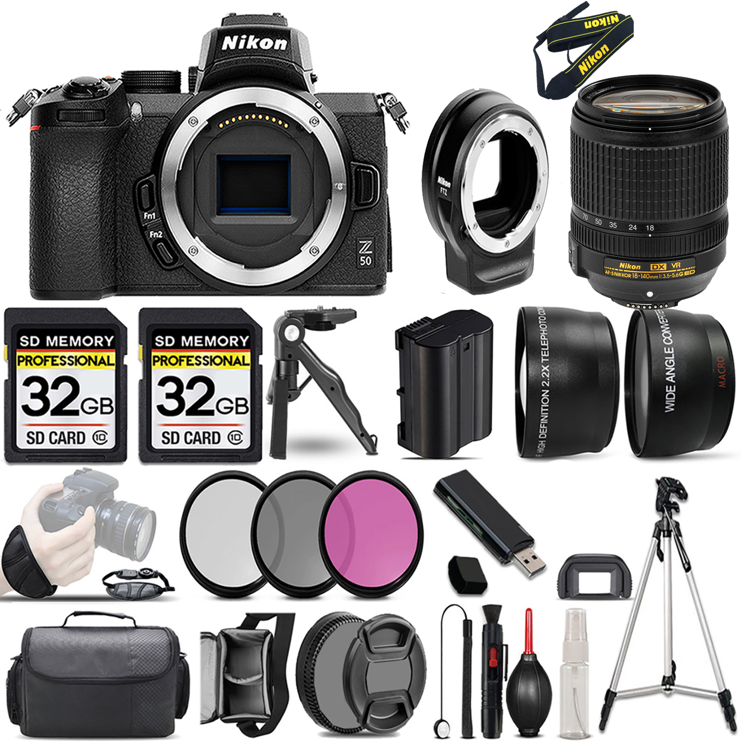 Z50 Mirrorless Camera + 18-140mm Lens + FTZ Adapter + 3 Piece Filter Set + 64GB *FREE SHIPPING*