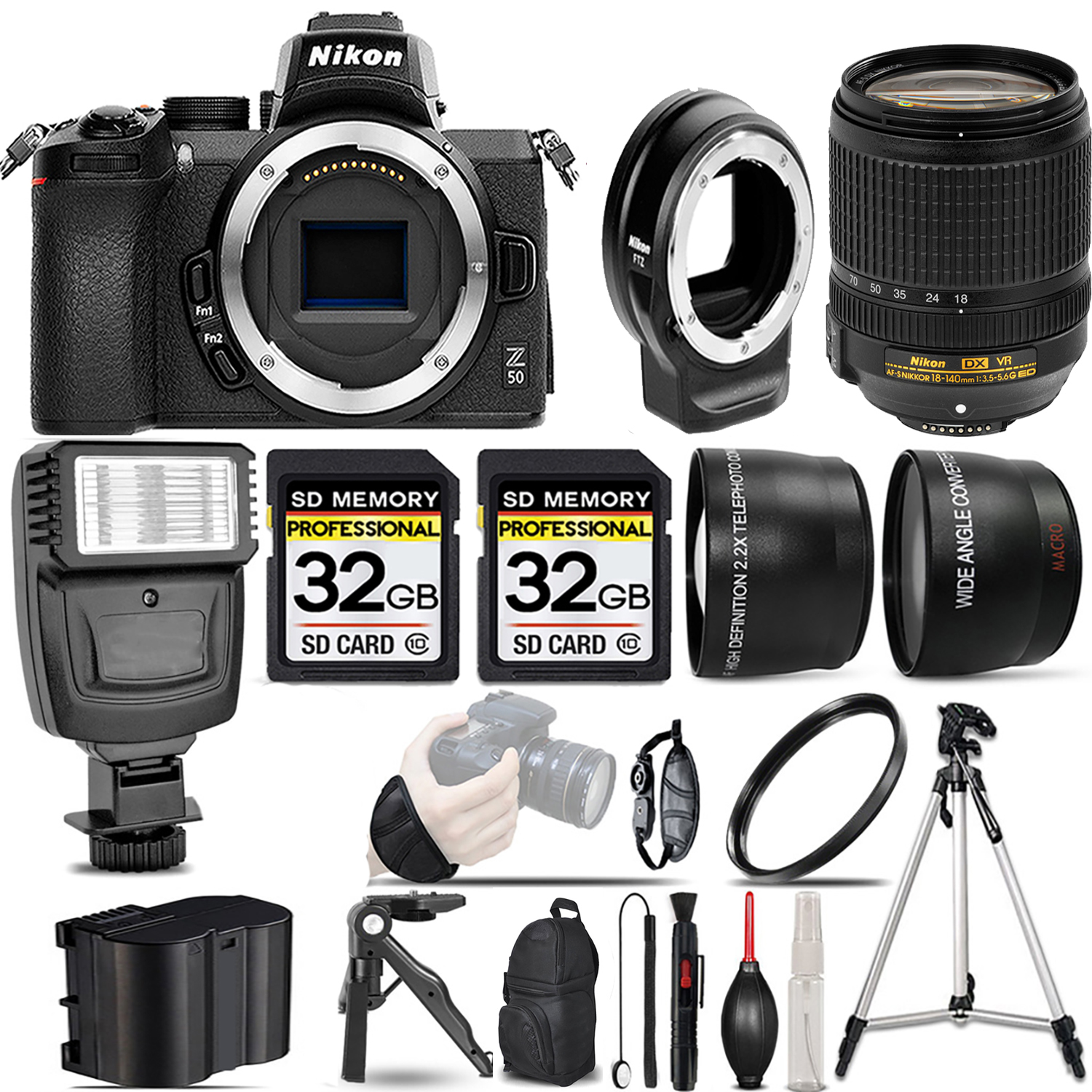 Z50 Mirrorless Camera + 18-140mm Lens + FTZ Adapter + Flash + 64GB -  Kit *FREE SHIPPING*
