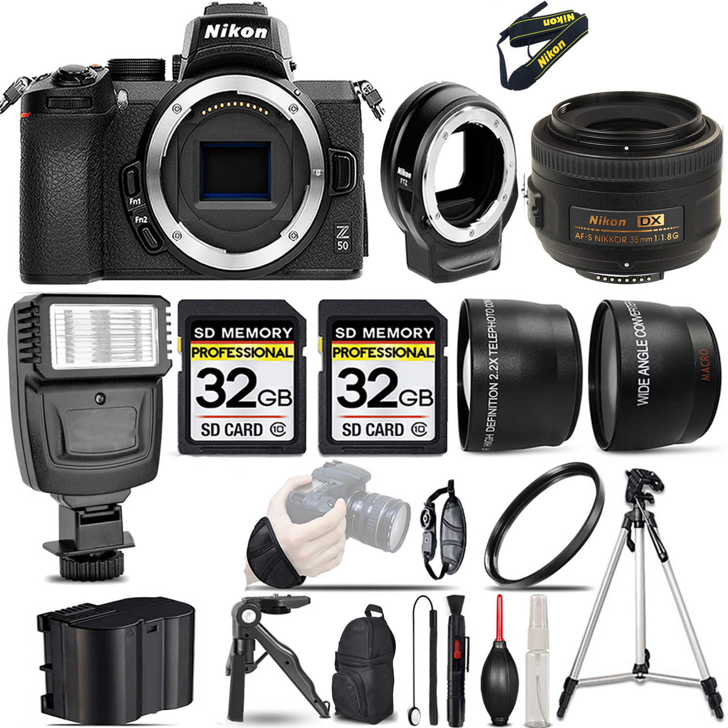Z50 Mirrorless Camera + 35mm f/1.8 G Lens + FTZ Adapter + Flash + 64GB -  Kit *FREE SHIPPING*