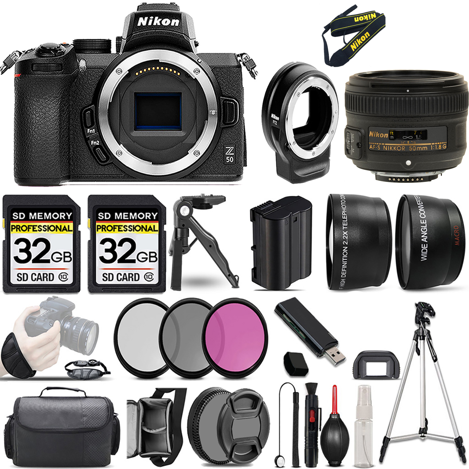 Z50 Mirrorless Camera + 50mm f/1.8 Lens + FTZ Adapter + 3 Piece Filter Set + 64GB *FREE SHIPPING*