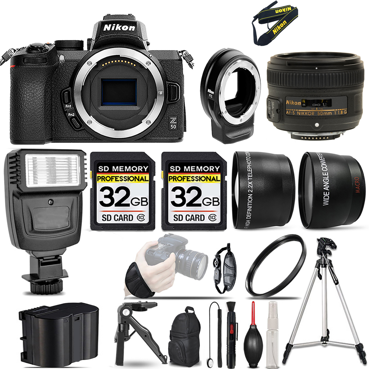 Z50 Mirrorless Camera + 50mm f/1.8 Lens + FTZ Adapter + Flash + 64GB -  Kit *FREE SHIPPING*