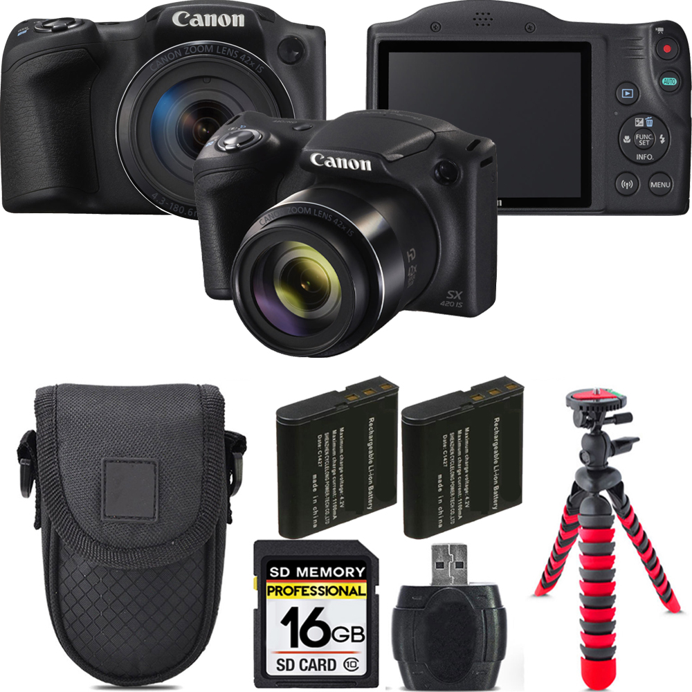 PowerShot SX420 IS Camera (Black) + Extra Bat + Tripod + Case -16GB *FREE SHIPPING*