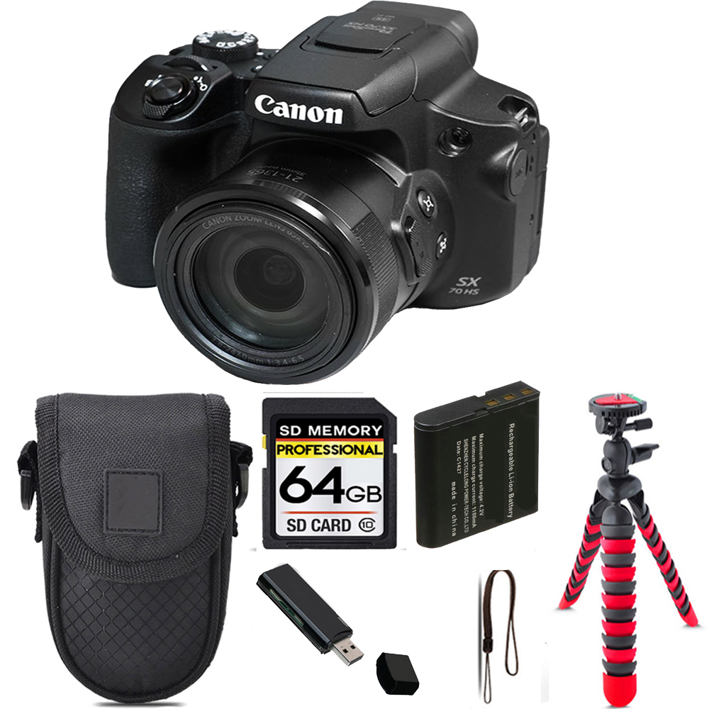 CANON | PowerShot SX70 HS Digital Camera + Tripod + Case - 64GB