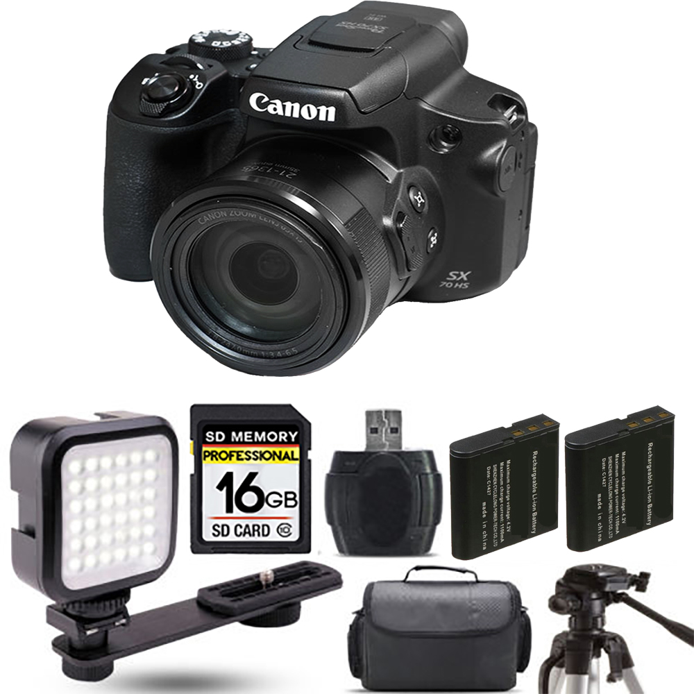 PowerShot SX70 HS Digital Camera + Extra Battery + LED - 16GB Kit *FREE SHIPPING*