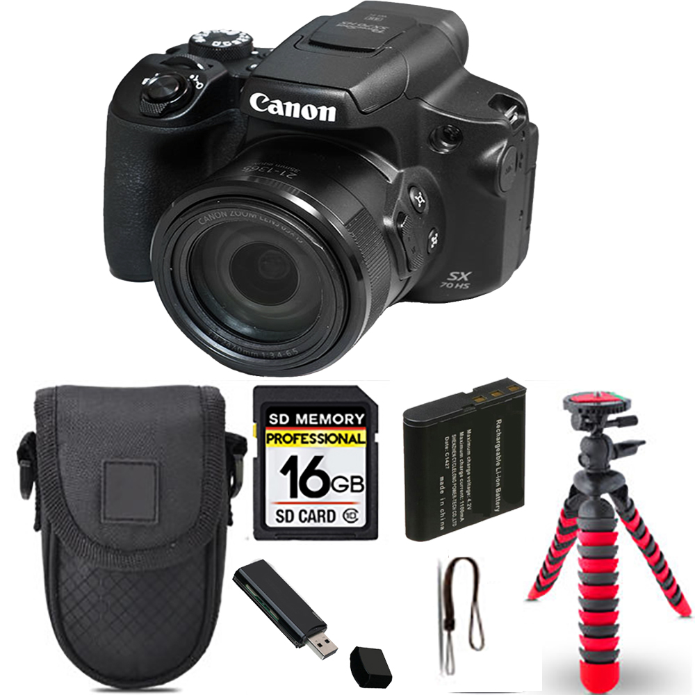 PowerShot SX70 HS Digital Camera + Spider Tripod + Case - 16GB Kit *FREE SHIPPING*