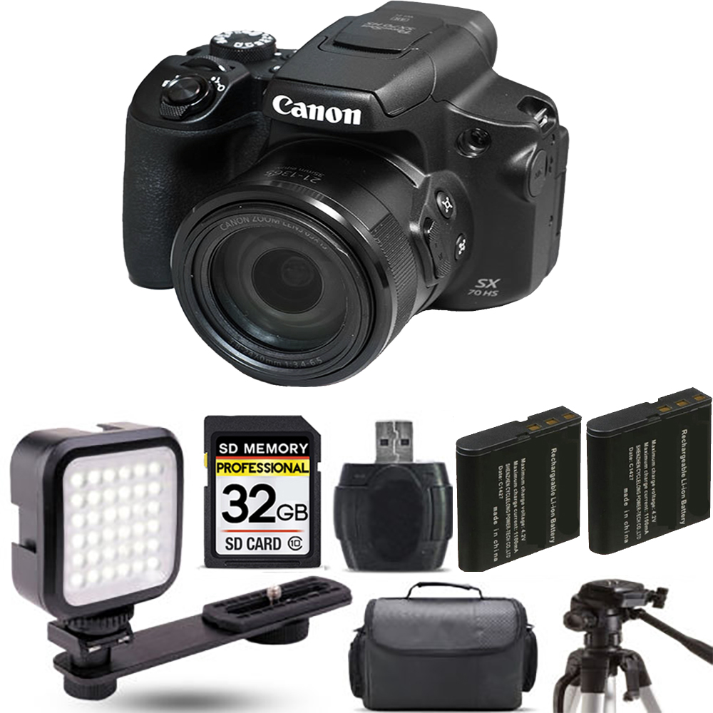 PowerShot SX70 HS Digital Camera + Extra Battery + LED - 32GB Kit *FREE SHIPPING*