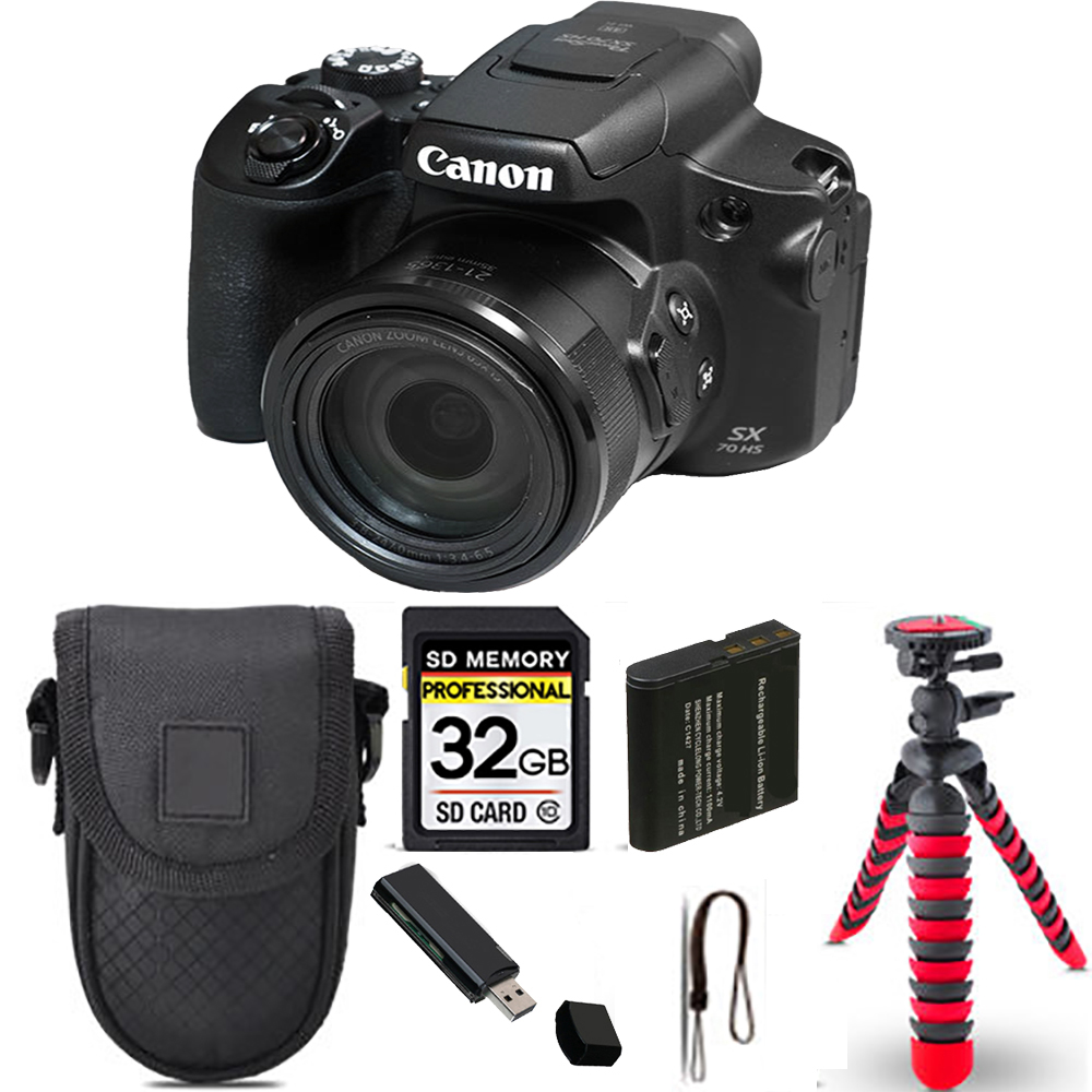 PowerShot SX70 HS Digital Camera + Spider Tripod + Case - 32GB Kit *FREE SHIPPING*