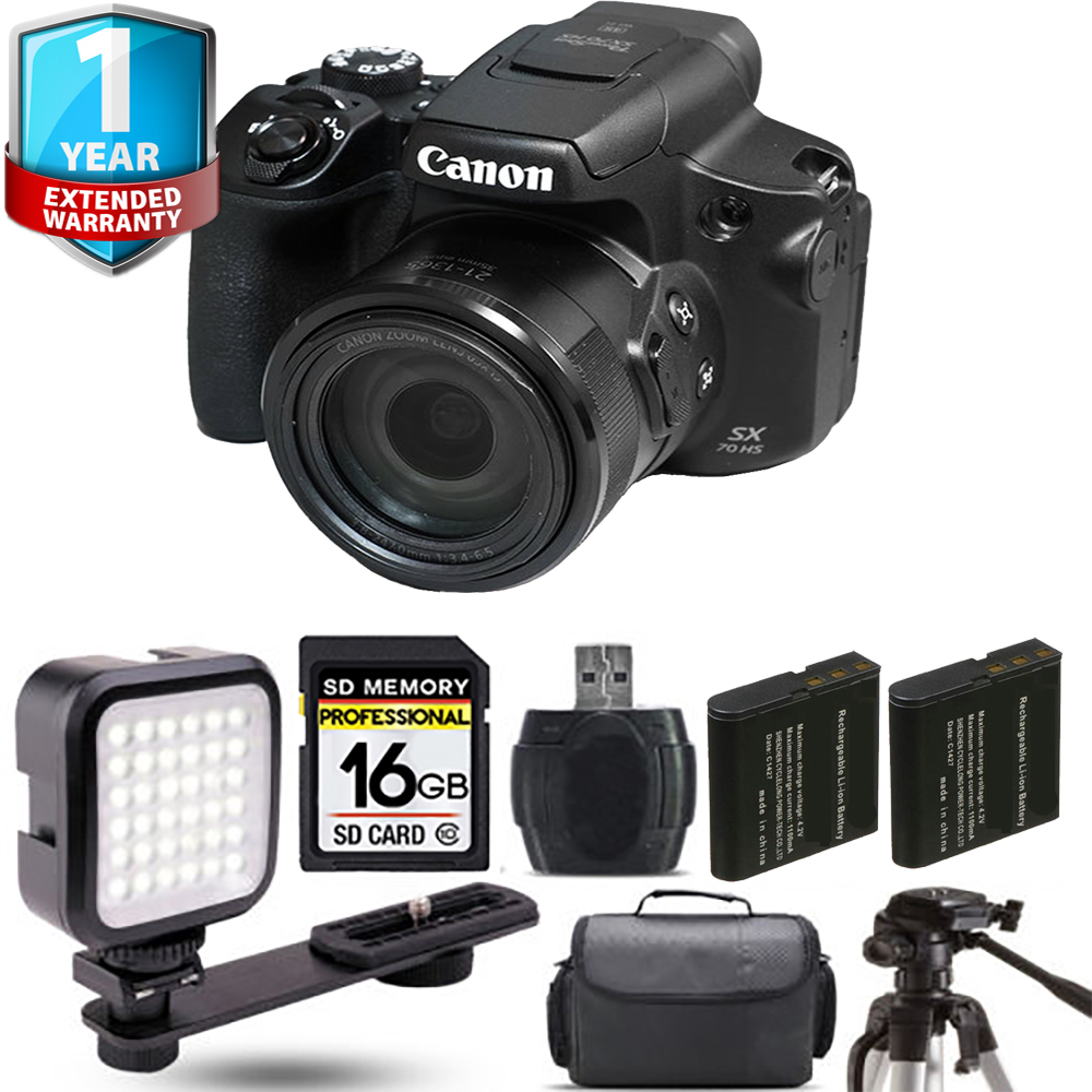 PowerShot SX70 HS Digital Camera + Extra Battery + 1 Year Extended Warranty - 16GB Kit *FREE SHIPPING*