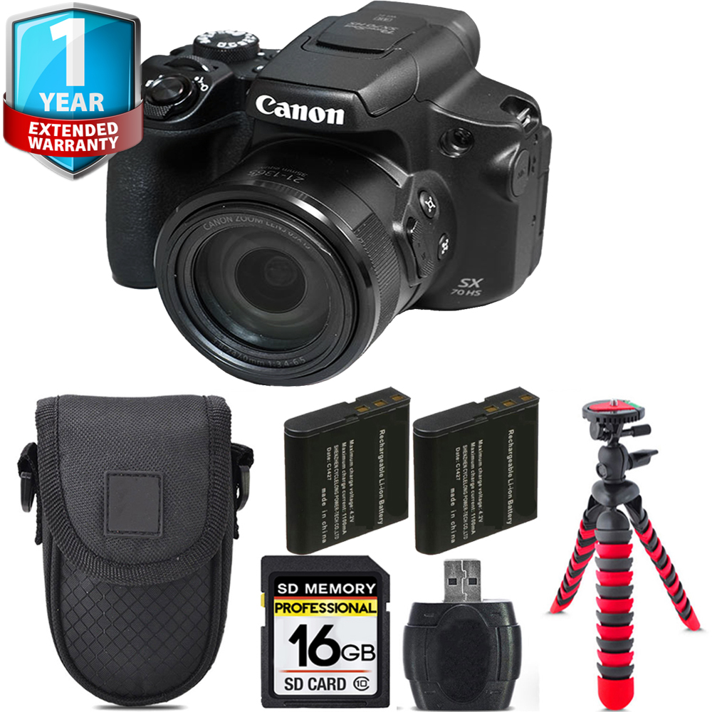 PowerShot SX70 HS Digital Camera + Extra Battery + 1 Year Extended Warranty + Case -16GB *FREE SHIPPING*