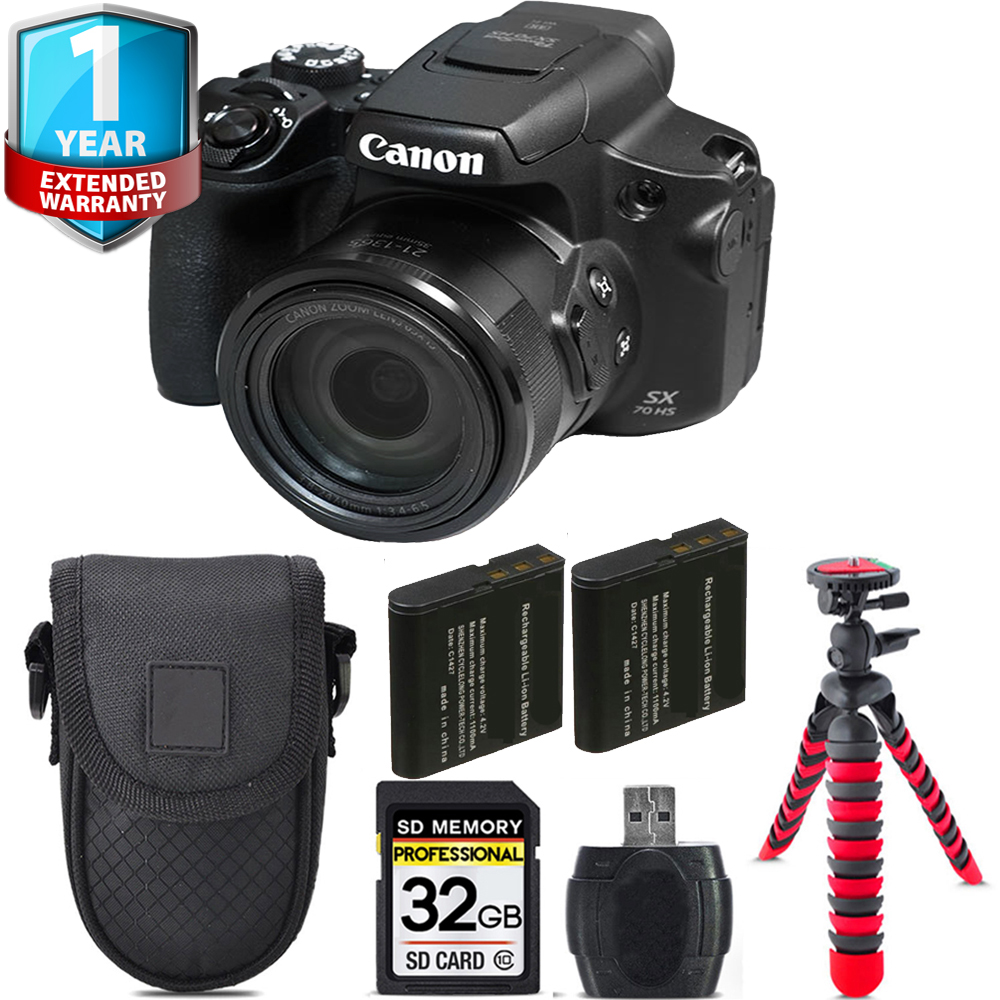 PowerShot SX70 HS Digital Camera + 1 Year Extended Warranty + Tripod + Case - 32GB Kit *FREE SHIPPING*