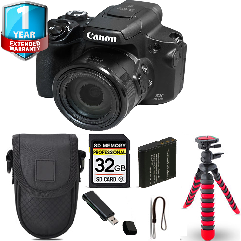 PowerShot SX70 HS Digital Camera + Spider Tripod + Case + 1 Year Extended Warranty *FREE SHIPPING*