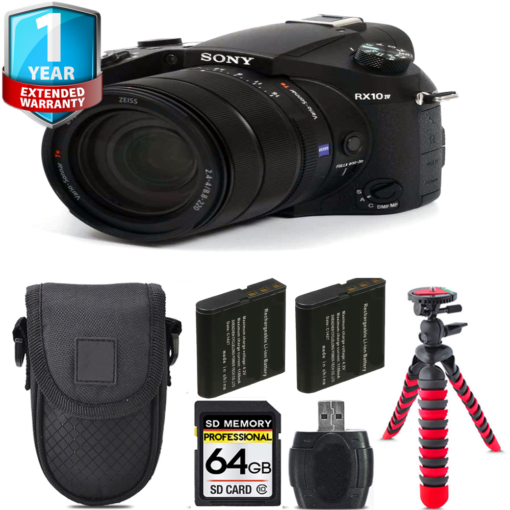 Cyber-shot DSC-RX10 IV Camera + Extra Battery + Tripod + 1 Year Extended Warranty - 64GB *FREE SHIPPING*