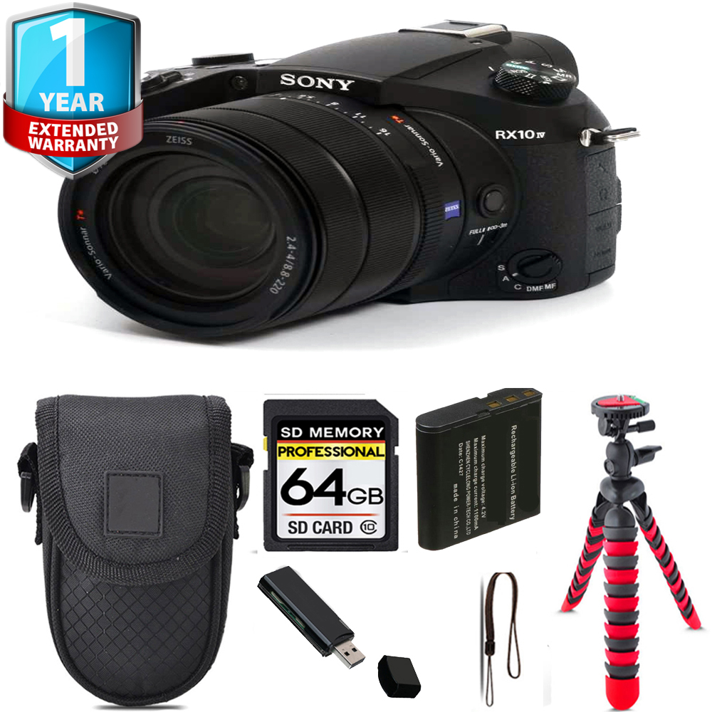 Cyber-shot DSC-RX10 IV Digital Camera + Tripod + 1 Year Extended Warranty - 64GB Kit *FREE SHIPPING*