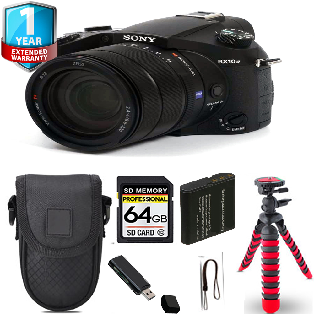 Cyber-shot DSC-RX10 IV Digital Camera + Spider Tripod + 1 Year Extended Warranty - 64GB *FREE SHIPPING*