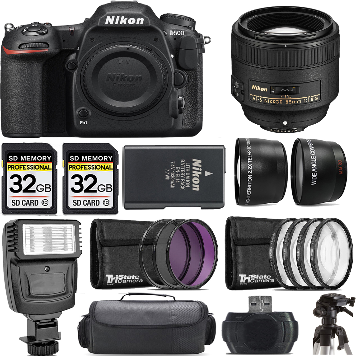 D500 DSLR Camera + 85mm f/1.8G Lens + Flash - Kit *FREE SHIPPING*