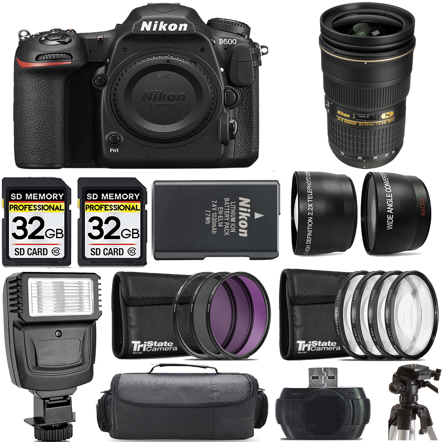 D500 DSLR Camera + 24-70mm f/2.8G ED Lens + Flash - Kit *FREE SHIPPING*
