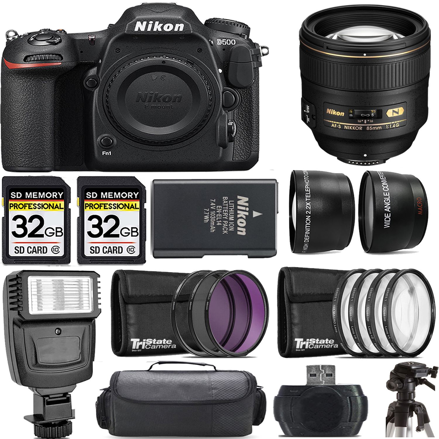 D500 DSLR Camera + 85mm f/1.4G Lens + Flash - Kit *FREE SHIPPING*